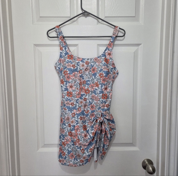 Eomenie Women's Tummy Control Skirt Floral One Piece Swimsuit Swimdress Size M - Picture 3 of 9